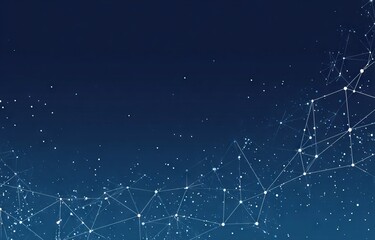 Poster - A blue background with a bunch of dots in the middle. The dots are connected to each other in a way that they form a line. The image has a futuristic and abstract feel to it