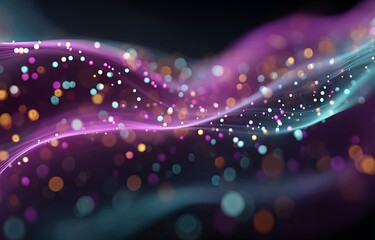 Poster - A blue background with a bunch of dots in the middle. The dots are connected to each other in a way that they form a line. The image has a futuristic and abstract feel to it