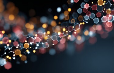 Poster - A blue background with a bunch of dots in the middle. The dots are connected to each other in a way that they form a line. The image has a futuristic and abstract feel to it