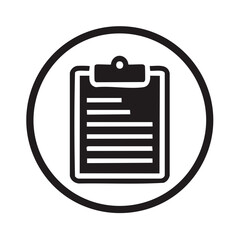 Aufkleber - Black and white icon of a clipboard with document lines inside a circle