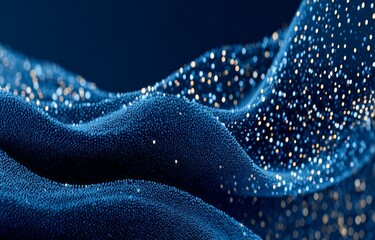 Poster - A blue background with a bunch of dots in the middle. The dots are connected to each other in a way that they form a line. The image has a futuristic and abstract feel to it