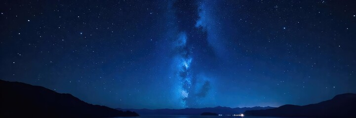 Wall Mural - a breathtaking view of the night sky, stars scattered across a deep blue canvas, visible through a d