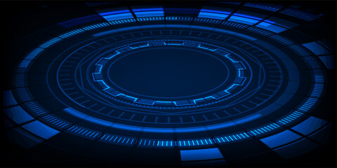 Abstract technology background. Digital innovation concept. Hi-tech digital technology and engineering, on blue color background.
