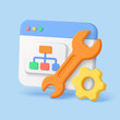 © lembergvector - 3d style browser window with sitemap diagram wrench and gear symbolizing technical seo optimization and website structure on isolated blue background vector illustration