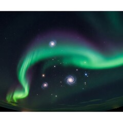Wall Mural - Majestic aurora borealis with celestial bodies.