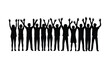 © motiur vector artist - Diverse group of people raising their hands in celebration