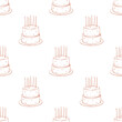© chekiwart - Hand drawn birthday cake seamless pattern