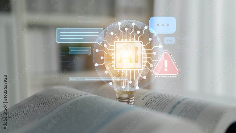 AI interface showing prompt error warning and system alert. AI prompt ...