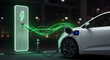 © ROKEYAGPRO - Electric car charging station with glowing green energy flow