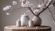 © DaceSn - Elegant Composition of White Ceramics and Blossoming Branches