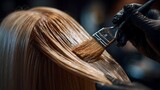 Hair Coloring Process with Brush and Blonde Hair