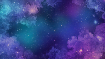 Wall Mural - abstract celestial shapes and stars on deep gradient backgrounds.