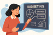 © hammad - Financial coach sketching budgeting frameworks in a virtual chalkboard tool.