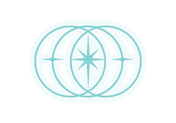 Wall Mural - Y2K abstract shape sticker. Retro cosmic symbol with star and comet elements. Modern aesthetic, 90s vibe, decorative sticker for trendy streetwear or posters.
