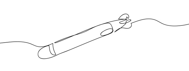 Wall Mural - Continuous line, torpedo, weapon, submarine editable stroke.