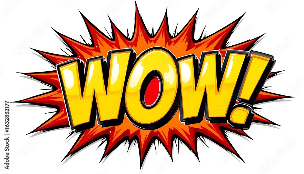 WOW comic book style text effect on an explosive burst Pop art ...