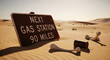 © Rita - Next Gas Station Sign Surrounded By Desert Landscape And Animal Remains
