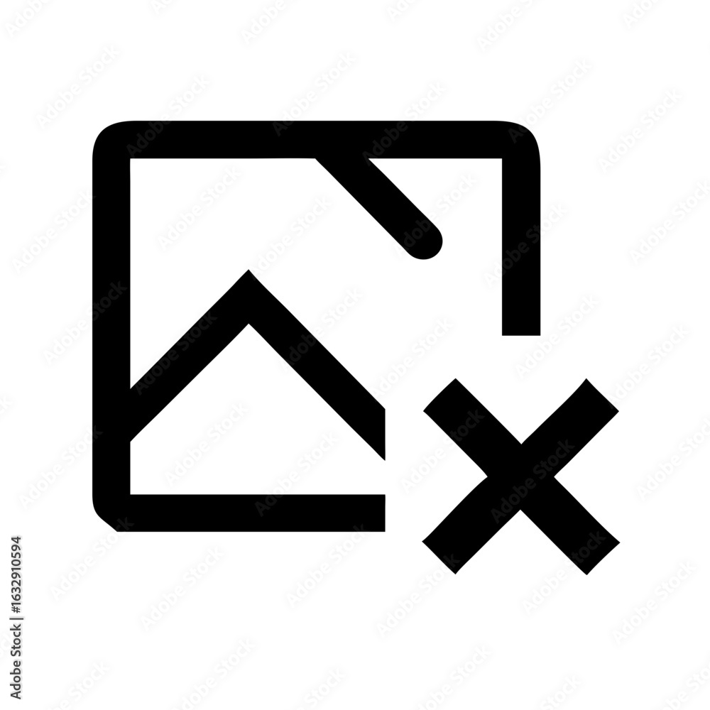 Remove image icon with a landscape inside a frame and a cross symbol ...