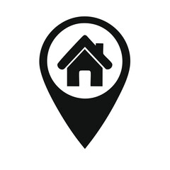 Poster - House location pointer icon marking home address, real estate, or delivery point on maps