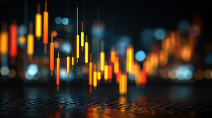 Wall Mural - bokeh effect background with abstract graph representing financial analysis and market insights