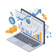 © Bright_Moon_06 - Laptop with financial charts isolated on transparent background