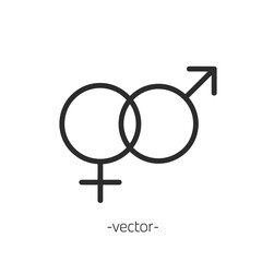  Male female gender symbols intertwined abstract line art vector