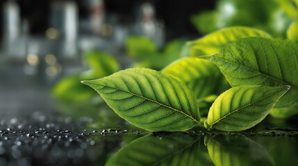 Wall Mural - Corporate responsibility and green energy theme stressing sustainability and nature preservation