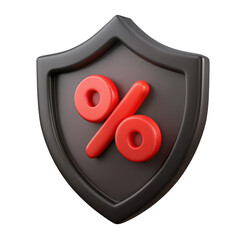Poster - 3d shield with percentage symbol isolated on transparent background