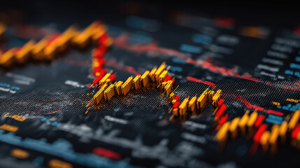 Poster - Graphs falling sharply symbolizing energy crisis economic downturn and stock market instability