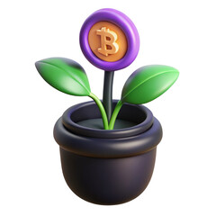Poster - 3d stylized flower in pot isolated on transparent background