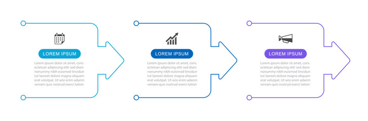 Wall Mural - 3 infographics data with arrows symbol timeline template. Illustration business abstract background.