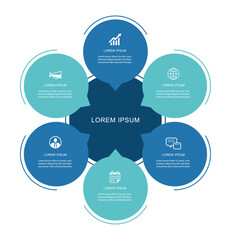 Wall Mural - Infographics circle timeline with 6 number data template.Illustration abstract background.