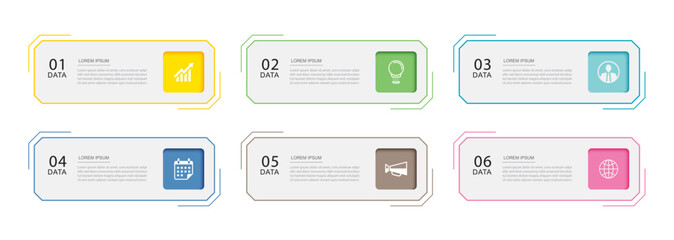 Wall Mural - 6 modern data infographics template design. illustration business abstract background.