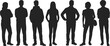 © Asif's Creatives - Silhouette of diverse group of men and women standing in row, full body, casual clothing, isolated on white background
