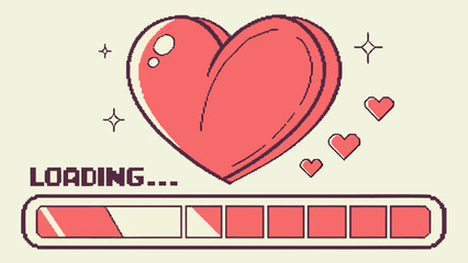 a retrostyle loading bar with a heart, perfect for valentines day or any project that needs a touch 