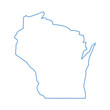 © kasmandesign - A blue outline of the state of Wisconsin on white background