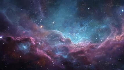 Wall Mural - vast cosmic nebula with glowing galaxies in deep space — abstract astronomy background featuring col