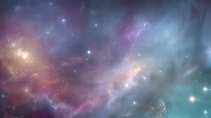 Wall Mural - Vast cosmic nebula with glowing galaxies in deep space — abstract astronomy background featuring colorful interstellar clouds, star clusters, and galactic formations in the universe