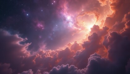 Wall Mural - dreamlike nebulae and clouds in a celestial night sky