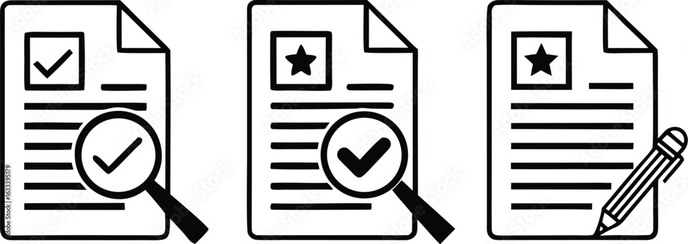 Document Approval and Review Process Black and White Iconography ...