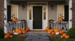 © Ayong - Welcome spooky trick-or-treaters to a decorated porch with glowing pumpkins and scary decorations