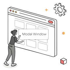 user interacts with a modal window on a web browser interface showcasing user interface design and w