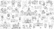 © victoria - Whimsical University Life Doodles: Campus Scenes  Student Activities in Hand-Drawn Style