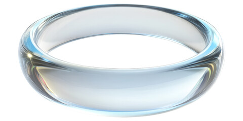 Thin Glass Ring with Subtle Reflections on Transparent Background