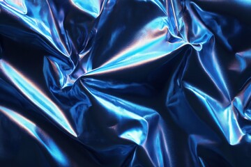 Poster - Metallic surface reflecting blue light creating an intricate visual texture in an abstract composition