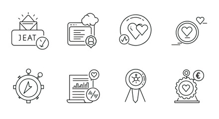 Technology and online activities line art icons