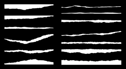 Poster - Torn Paper Edges on Black: Graphic lines of torn paper edges against a stark black background, a versatile asset for design.