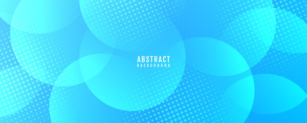Poster - Blue abstract background overlap layer on bright space with circles effect decoration. Modern graphic design element cutout style concept for web banner, art, flyer, card, or brochure cover