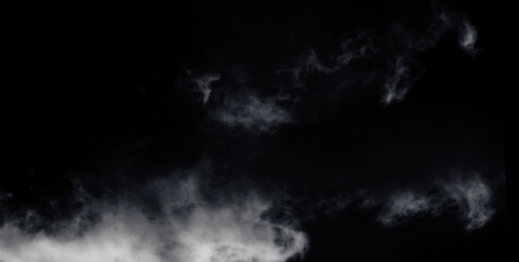 Wall Mural - white cloud fluffy, fog or mistry isolated on black background.