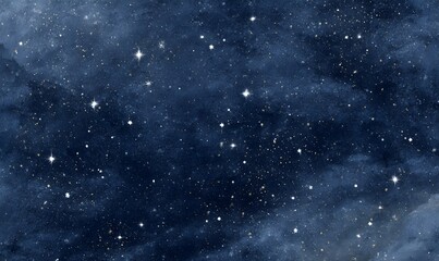 Wall Mural - a dark navy blue background with white stars and constellations, a vintage look, painted on paper wi